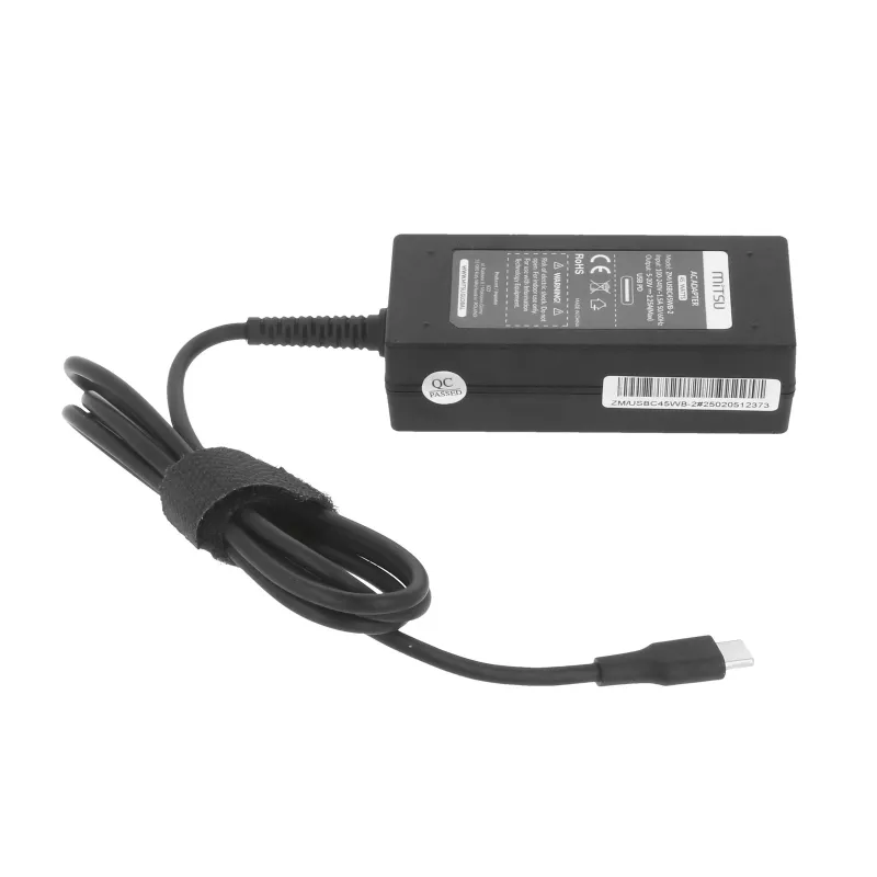 Laptop charger power supply 45W USB-C 5V-9V-12V-15V/3A, 20V/2.25A PD