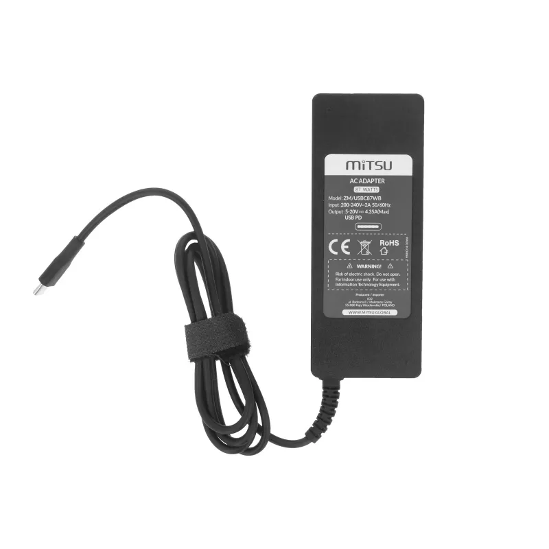 Laptop charger power supply 87W USB-C 5V-9V-12V-15V/3A, 20V/3.25A, 20.2V/4.3A PD