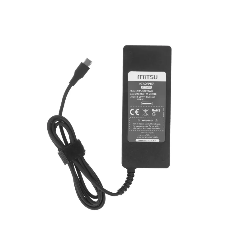 Laptop charger power supply 90W USB-C 5V-9V-12V-15V/3A, 20V/4.5A PD