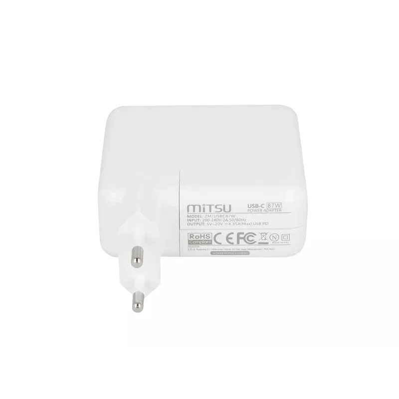 Laptop charger power supply 87W USB-C 5V-9V-12V-15V/3A, 20V/3.25A, 20.2V/4.3A PD