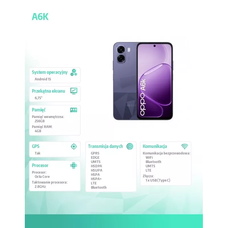 Smartphone A6k 4G 4/256GB CPH2891 dark purple