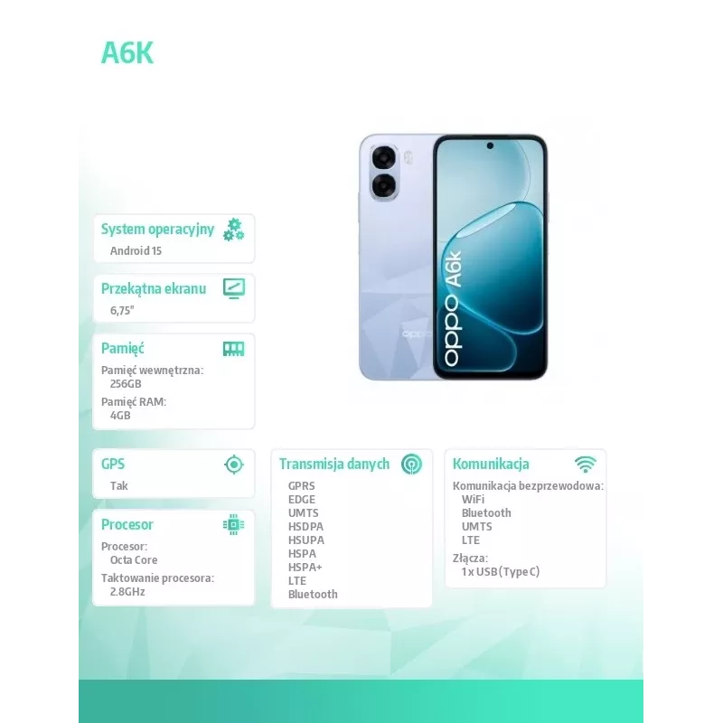 Smartphone A6k 4G 4/256GB CPH2891 light purple