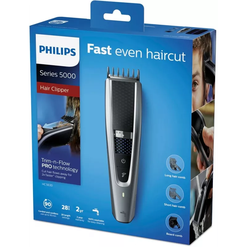 Philips HC5630/15 Hairclipper Series 5000, black/silver