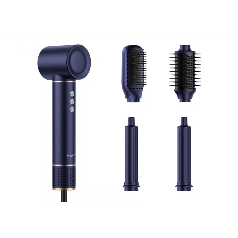 Havit HD634-EU multistyler hot air brush, 1300 W, 4 attachments, blue