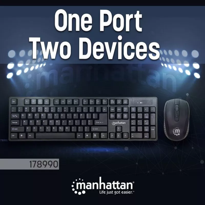 Manhattan 178990 wireless keyboard and mouse set, black