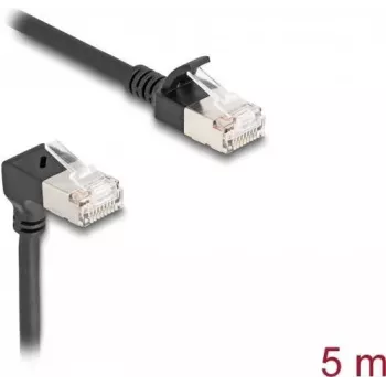 Delock RJ45 Network Cable Cat.6A S/FTP Slim 90° oben angled / straight 5 m black (80290)