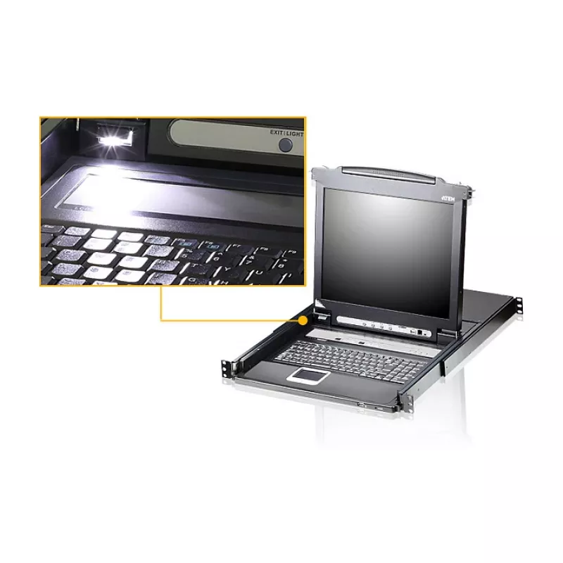 ATEN CL5708MW 43cm wide LCD KVM Switch, USB-PS/2,VGA, 8 Port, UK-Layout