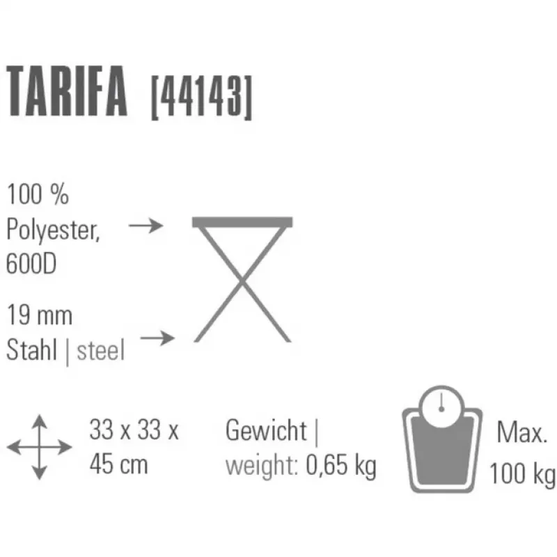 camping chair Tarifa 44143 (Dark Grey/Blue, three-legged stool)