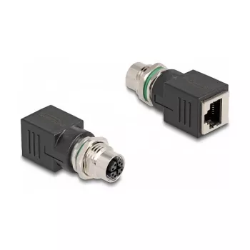 Delock M12 Adapter X-coded 8 Pin Socket to RJ45 Socket straight