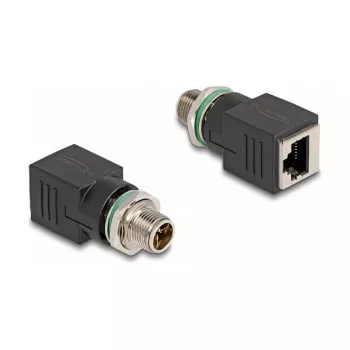 Delock M12 Adapter X-coded 8 Pin Plug to RJ45 Socket straight