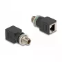 Delock M12 Adapter X-coded 8 Pin Plug to RJ45 Socket straight