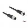 Delock M12 Cable D-kodiert 4 Pin Plug to Socket PVC 1 m