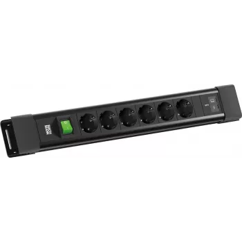 BACHMANN CONNECTUS 6xCEE7/3 1x switch, 1xUSB C/C 65W L=2,0m CEE7/7 black (BM0022777)
