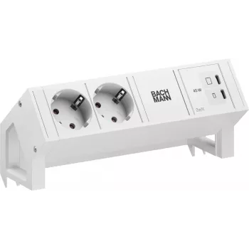 BACHMANN DESK2 PURE WHITE 2xCEE7/3, 1xUSB C/C 45W L=0,2m RAL9010 (BM0022039)