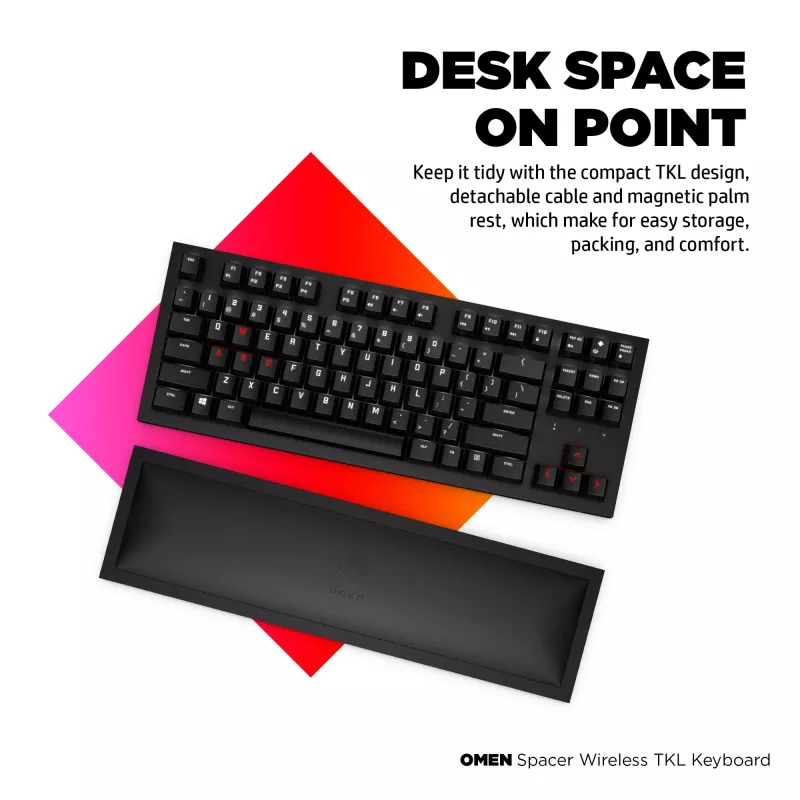 HP OMEN Spacer Wireless TKL Keyboard, Full-size (100%), Wireless, RF Wireless, Mechanical, Black