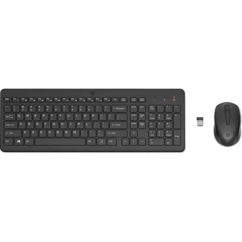 HP 330 Wireless Mouse and Keyboard Combination, Full-size (100%), Wireless, RF Wireless, Black, Mouse included