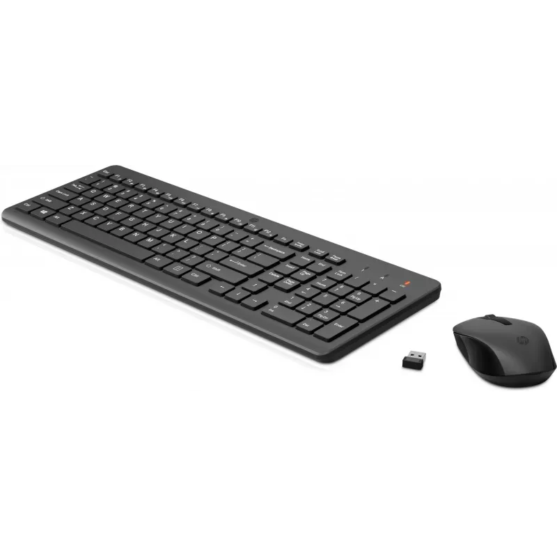 HP 330 Wireless Mouse and Keyboard Combination, Full-size (100%), Wireless, RF Wireless, Black, Mouse included
