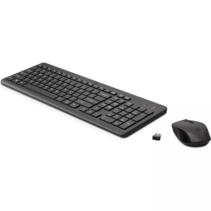 HP 330 Wireless Mouse and Keyboard Combination, Full-size (100%), Wireless, RF Wireless, Black, Mouse included