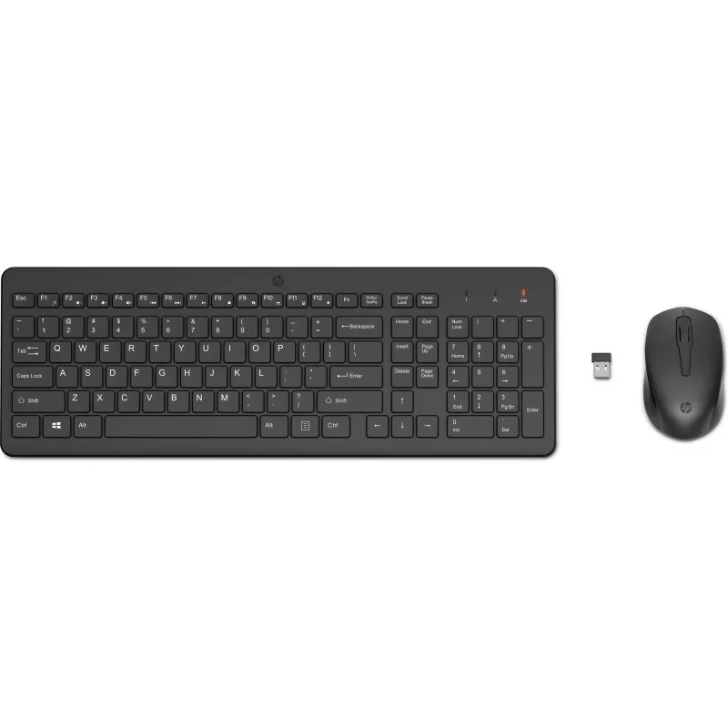 HP 330 Wireless Mouse and Keyboard Combination, Full-size (100%), Wireless, RF Wireless, Black, Mouse included