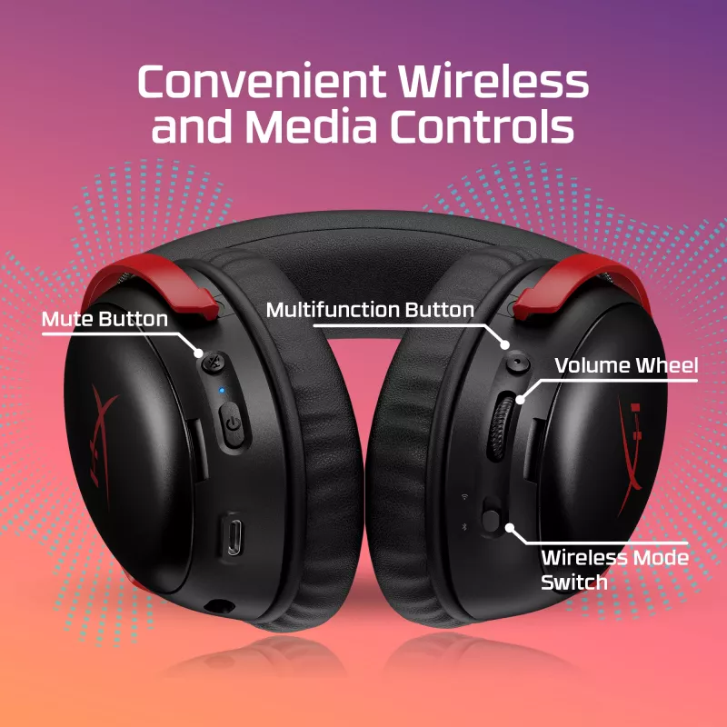 HyperX Cloud III S - Wireless Gaming Headset (White), Wireless, 20 - 20000 Hz, Gaming, 340 g, Headset, White