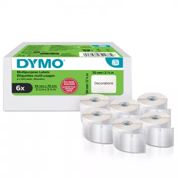 DYMO Authentic LabelWriter Multi-Purpose Labels | 54 mm x 70 mm | Self Adhesive | 6 Rolls of 320 Easy-Peel Labels (1,920 Count) | for LabelWriter Label Makers | Made in Europe