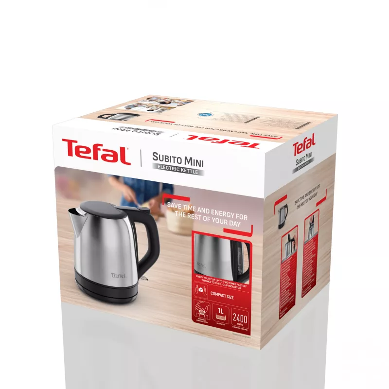 Tefal Subito Mini KO5S2DE0 electric kettle 1 L 2400 W Black, Stainless steel