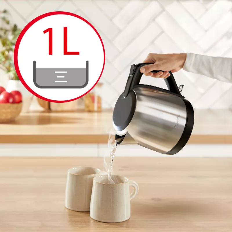 Tefal Subito Mini KO5S2DE0 electric kettle 1 L 2400 W Black, Stainless steel
