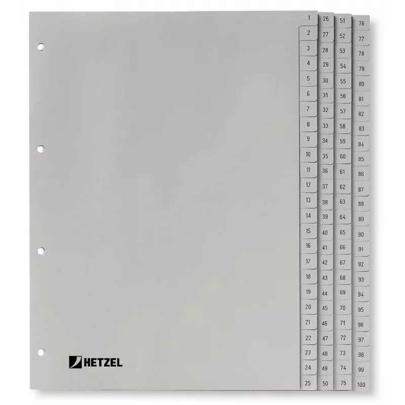 Rexel PP Dividers, grey, numerical, Numeric tab index, Polypropylene (PP), Grey, A4, 226 mm, 297 mm