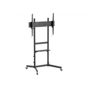 Equip 55 inch-100 inch Economy TV Trolley, 2.54 m (100 inch), 100 x 100 mm, 800 x 600 mm, -10 - 5°, Plastic, Stainless steel, Black