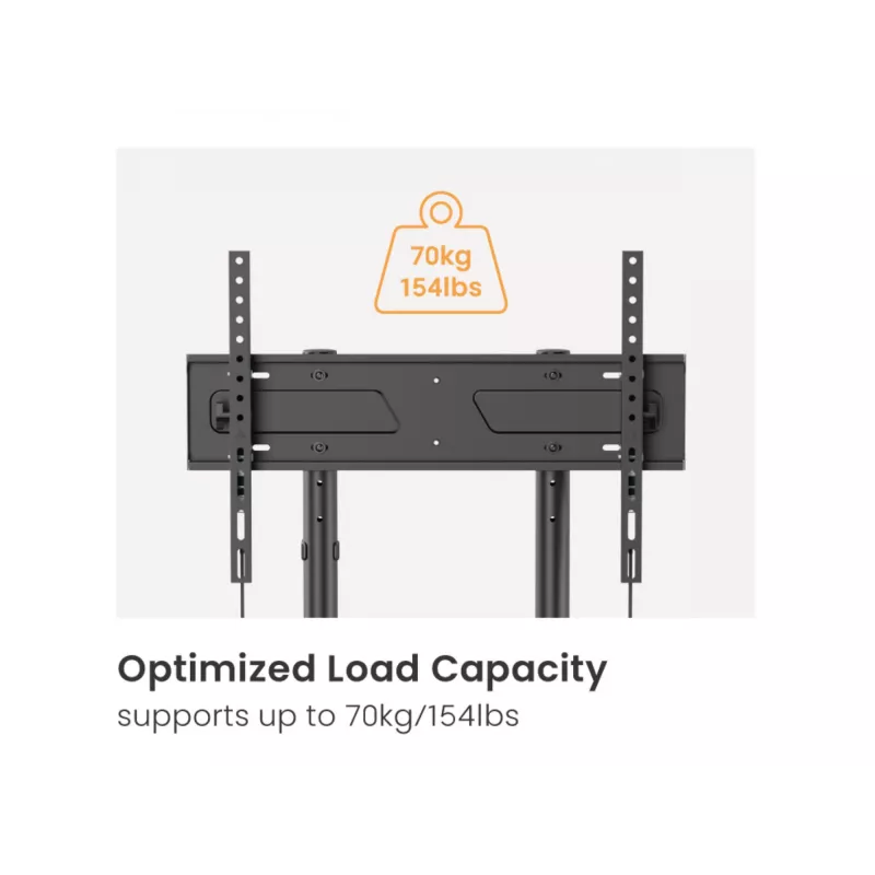 Equip 55 inch-100 inch Economy TV Trolley, 2.54 m (100 inch), 100 x 100 mm, 800 x 600 mm, -10 - 5°, Plastic, Stainless steel, Black
