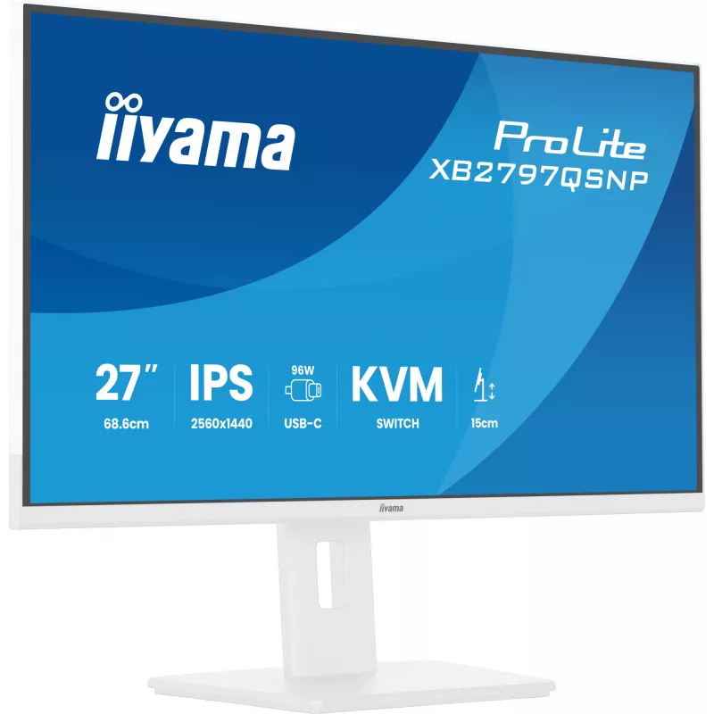 iiyama ProLite XB2797QSNP-W1 27 inch IPS LCD computer monitor 68.6 cm (27 inch) 2560 x 1440 pixels Quad HD White