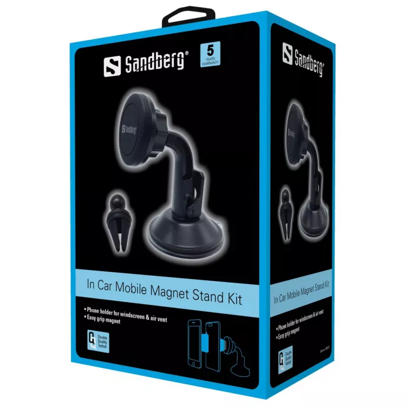 Sandberg In Car Mobile Magnet Stand Kit, Telephone, Passive holder, Car, Black