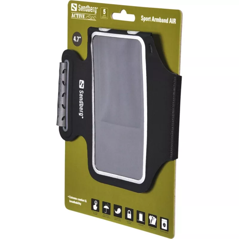 Sandberg Sport Armband AIR 4.7'', Armband case, Any brand, 11.9 cm (4.7 inch), Black