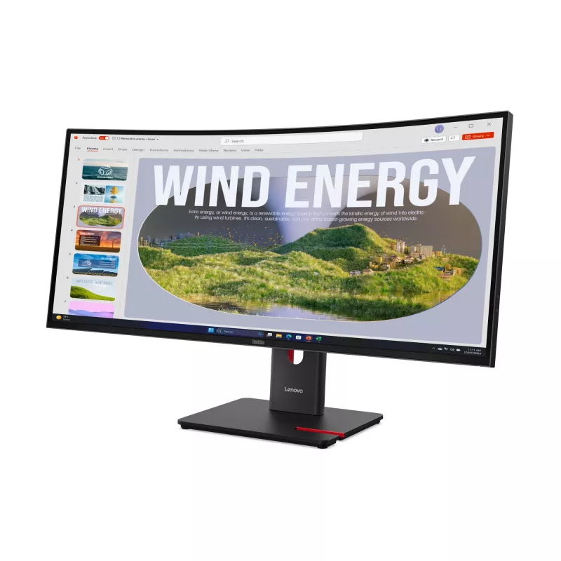 Lenovo ThinkVision T34WD-40 Monitor, 86.4 cm (34 inch), 3440 x 1440 pixels, Wide Quad HD, LED, 6 ms, Black