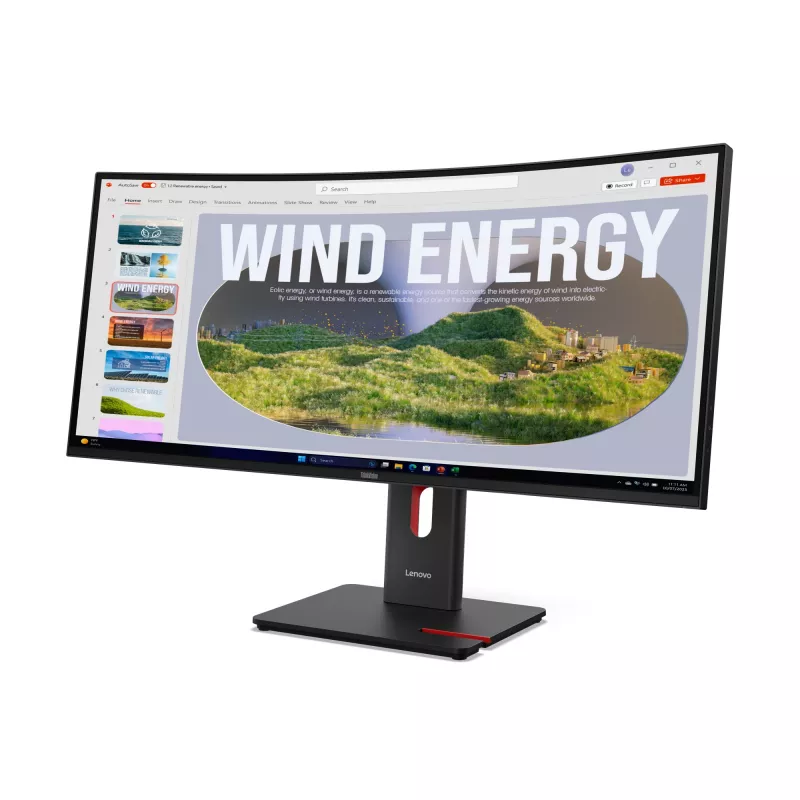 Lenovo ThinkVision T34WD-40 Monitor, 86.4 cm (34 inch), 3440 x 1440 pixels, Wide Quad HD, LED, 6 ms, Black