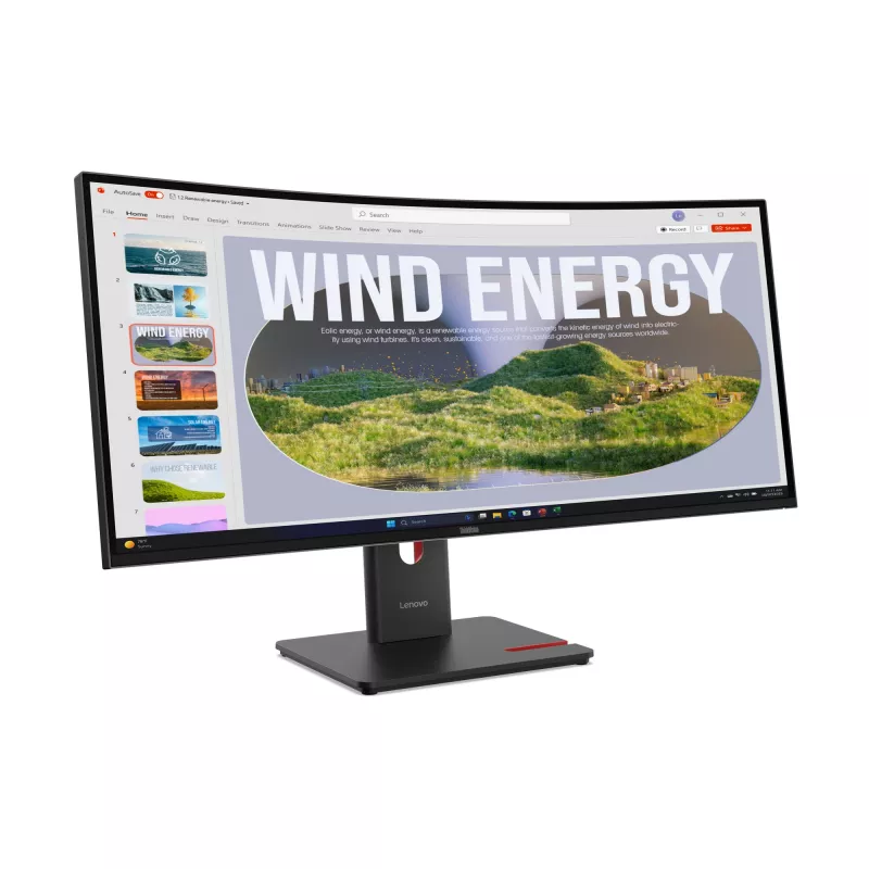 Lenovo ThinkVision T34WD-40 Monitor, 86.4 cm (34 inch), 3440 x 1440 pixels, Wide Quad HD, LED, 6 ms, Black