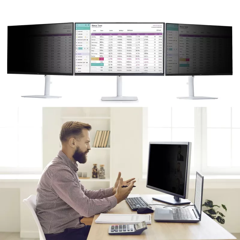 StarTech.com Magnetic Monitor Privacy Screen for 24 inch 16:10 Display, Removable Filter, Anti-Glare/Glossy Sides, Blue Light Reducing Screen Protector Film, TAA