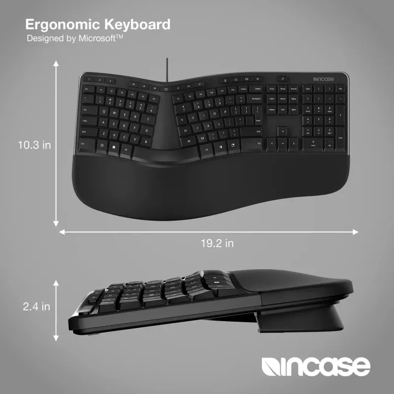 Incase Designed by Microsoft Ergonomic keyboard Office USB QWERTY English Black