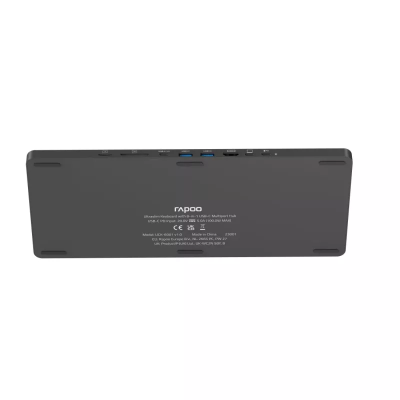 Rapoo UCK-6001 Ultra-Slim Keyboard with 8-in-1 USB-C Multiport Adapter, QWERTZ