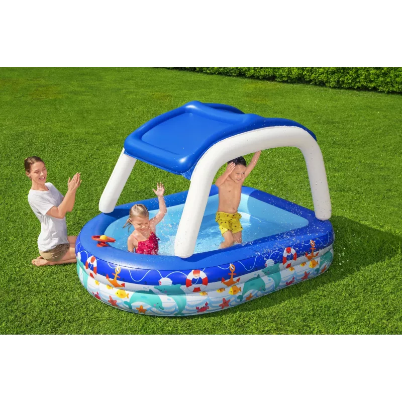 Bestway Sea Captain Inflatable Family Pool with UV Careful Sunshade