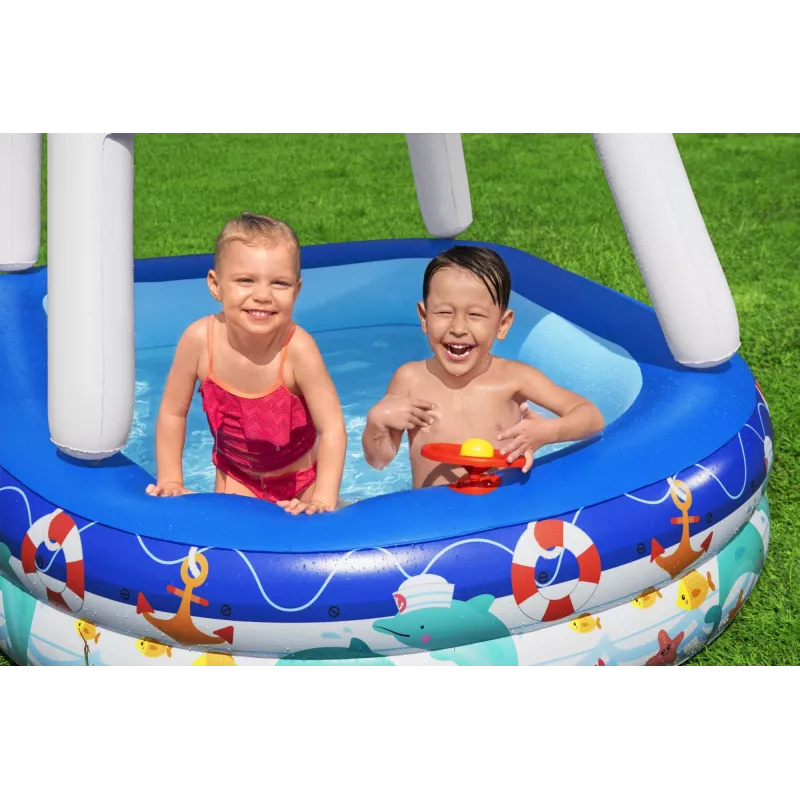 Bestway Sea Captain Inflatable Family Pool with UV Careful Sunshade