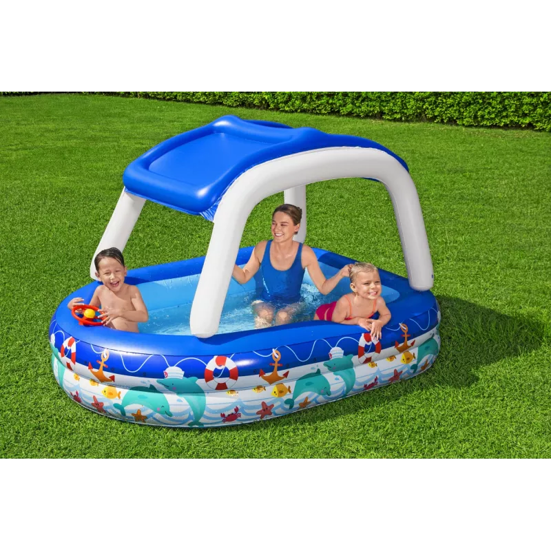 Bestway Sea Captain Inflatable Family Pool with UV Careful Sunshade