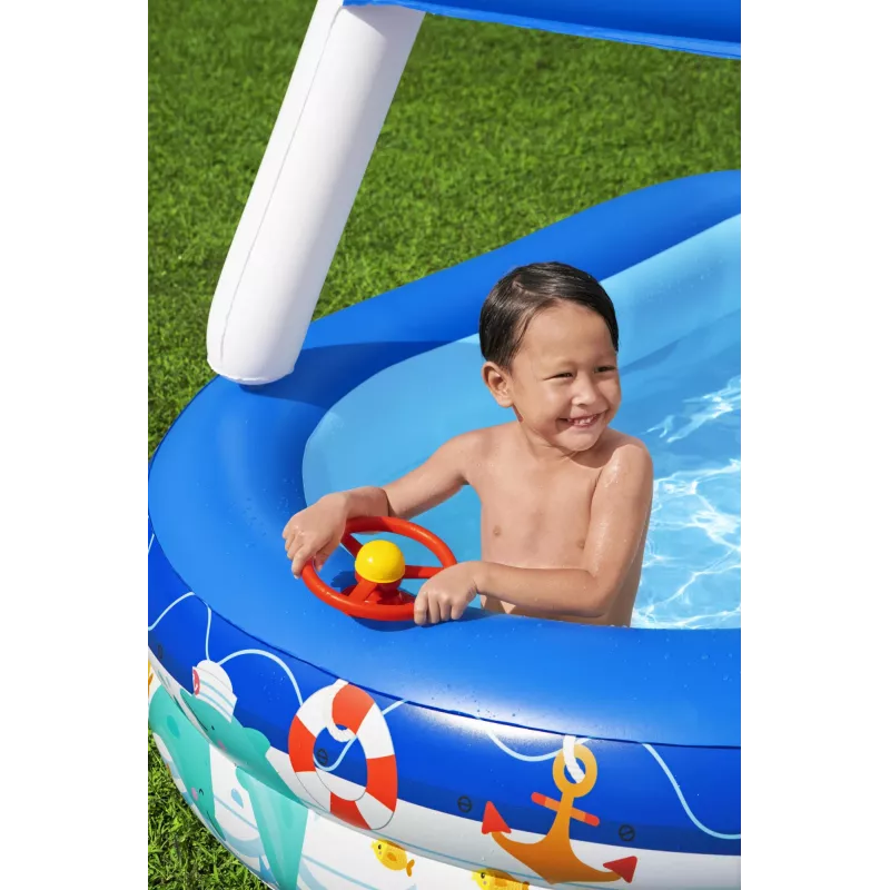 Bestway Sea Captain Inflatable Family Pool with UV Careful Sunshade