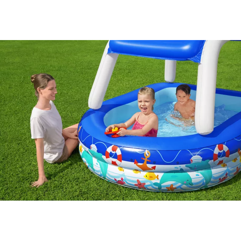 Bestway Sea Captain Inflatable Family Pool with UV Careful Sunshade