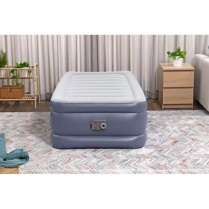 Bestway Tritech Air Mattress Twin with Built-in AC Pump and Antimicrobial Coating 1.91 m x 97 cm x 51 cm