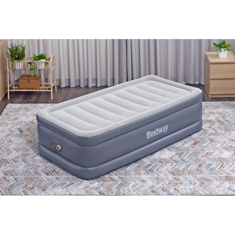 Bestway Tritech Air Mattress Twin with Built-in AC Pump and Antimicrobial Coating 1.91 m x 97 cm x 51 cm