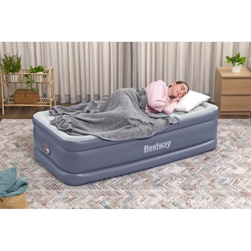 Bestway Tritech Air Mattress Twin with Built-in AC Pump and Antimicrobial Coating 1.91 m x 97 cm x 51 cm