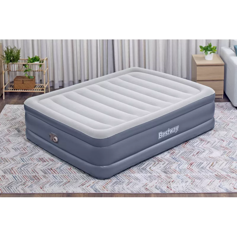 Bestway Tritech Air Mattress Queen with Built-in AC Pump and Antimicrobial Coating 2.03 m x 1.52 m x 51 cm