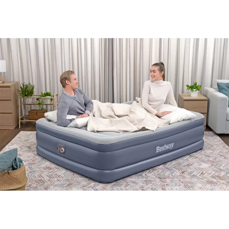 Bestway Tritech Air Mattress Queen with Built-in AC Pump and Antimicrobial Coating 2.03 m x 1.52 m x 51 cm