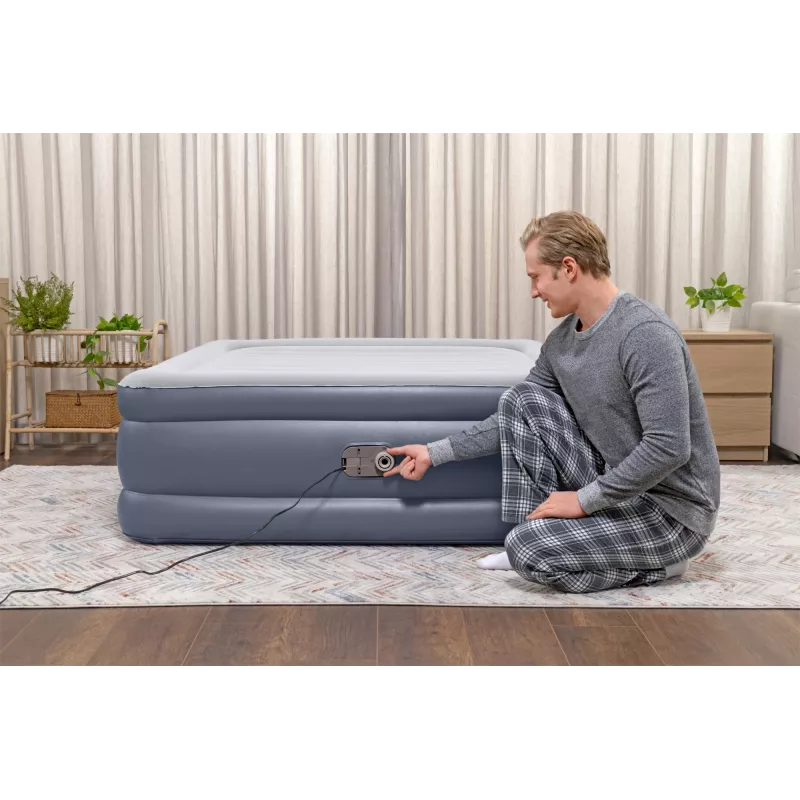 Bestway Tritech Air Mattress Queen with Built-in AC Pump and Antimicrobial Coating 2.03 m x 1.52 m x 51 cm